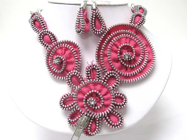 Zipper art fashion necklace earring set?