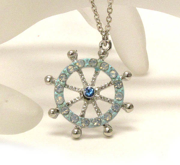 Crystal deco sale wheel pendant necklace