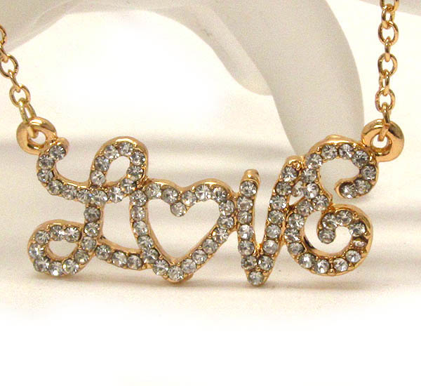 Crystal deco love pendant necklace