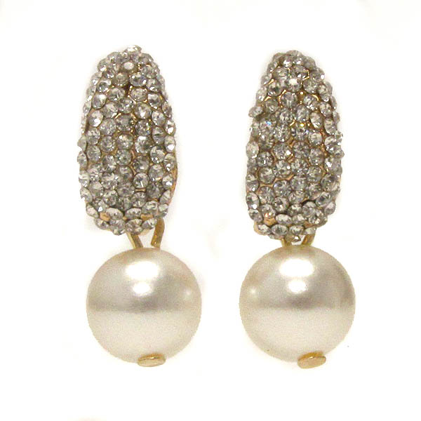 Crystal and pearl drop stud earring