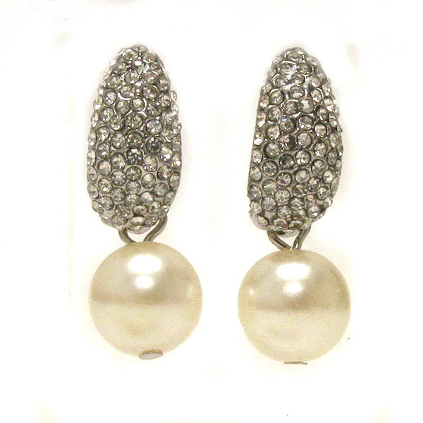 Crystal and pearl drop stud earring