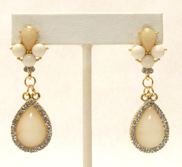 Crystal and acrylic teardrop earring