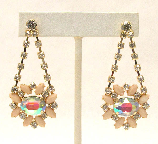 Facet glass and crystal deco rhineston drop earring