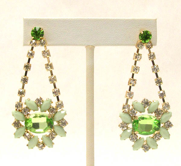 Facet glass and crystal deco rhineston drop earring