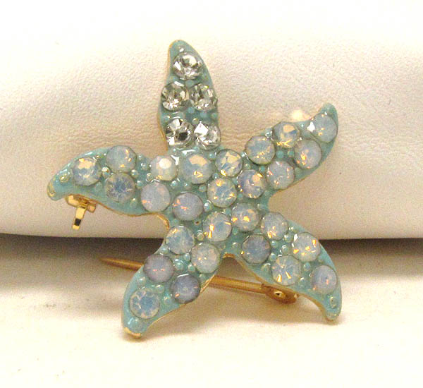 Crystal deco starfish brooch