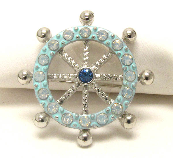 Crystal deco sale wheel brooch