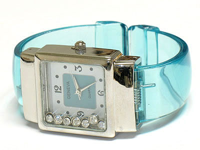 Loose crystal inside glittering band women bangle watch