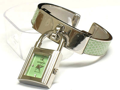 Lock shape face dangle cuff watch - special price 