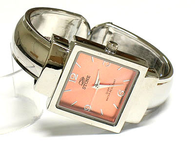 Square face sequins deco women bangle watch