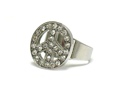 Crystal peace pattern adjustable ring 