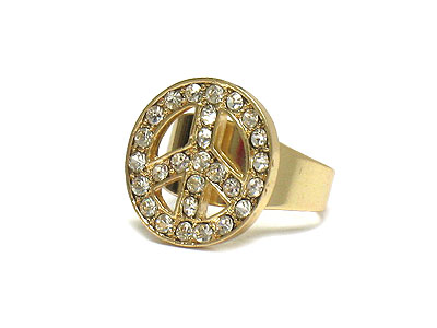 Crystal peace pattern adjustable ring 