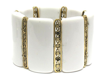 Large acryl and metal link stretch bracelet 