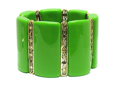 Large acryl and metal link stretch bracelet 