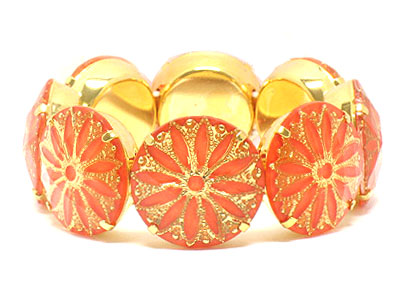 Metal casting deco and acryl covered double stretch bracelet