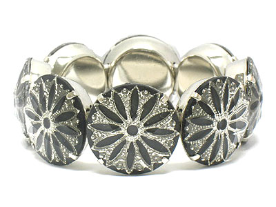 Metal casting deco and acryl covered double stretch bracelet 