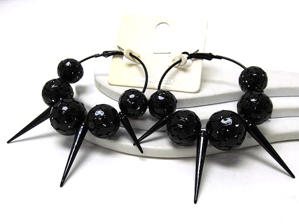 Metal multi ball and spike basketball wives inspired hoop earring - hoops