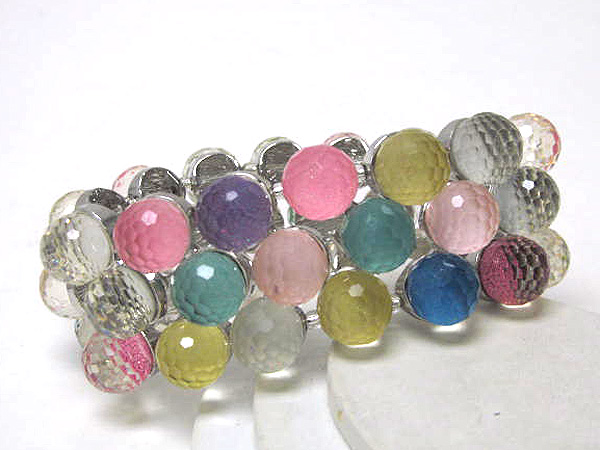 Multi glass stone disco balls stretch bracelet