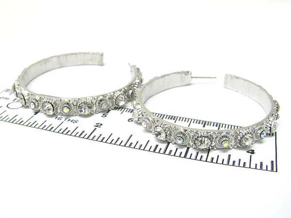 Multi size crystal round hoop earring - hoops