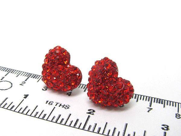 Crystal heart puffy metal earring