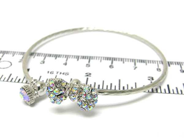 Crystal ribbon edge metal stretch bracelet