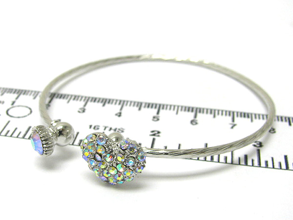 Crystal heart edge metal stretch bracelet 