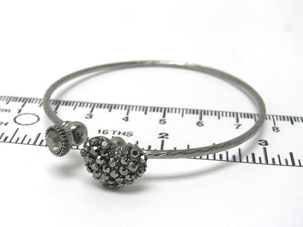 Crystal heart edge metal stretch bracelet 