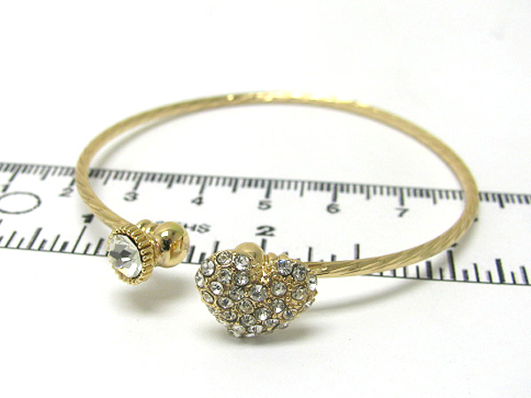 Crystal heart edge metal stretch bracelet 