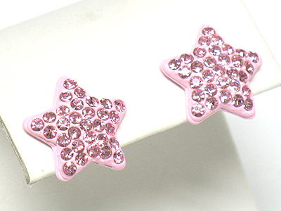 Crystal stud enamel metal star earring