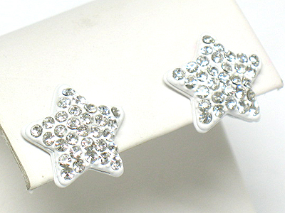 Crystal stud enamel metal star earring