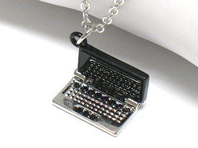 Crystal stud enamel miniature filip laptop computer pendant necklace