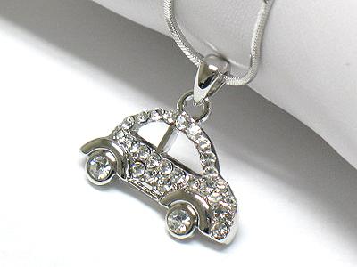 Made in korea whitegold plating crystal car pendant necklace