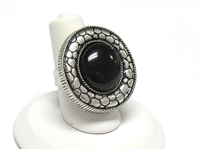 Round shape natural stone adjustable size fashion ring