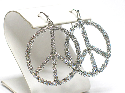 Metal wired peace mark earring