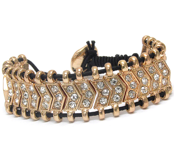 Crystal deco multi metal arrow cord bracelet