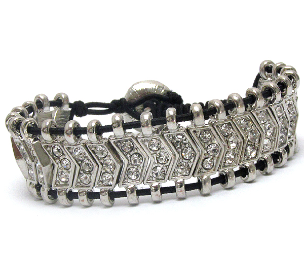 Crystal deco multi metal arrow cord bracelet