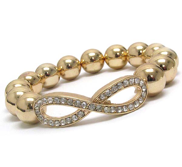 Crystal infinite and metal ball link stretch bracelet