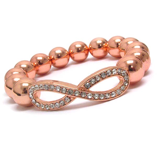 Crystal infinite and metal ball link stretch bracelet