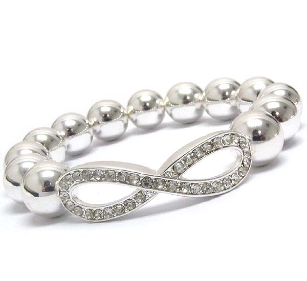 Crystal infinite and metal ball link stretch bracelet