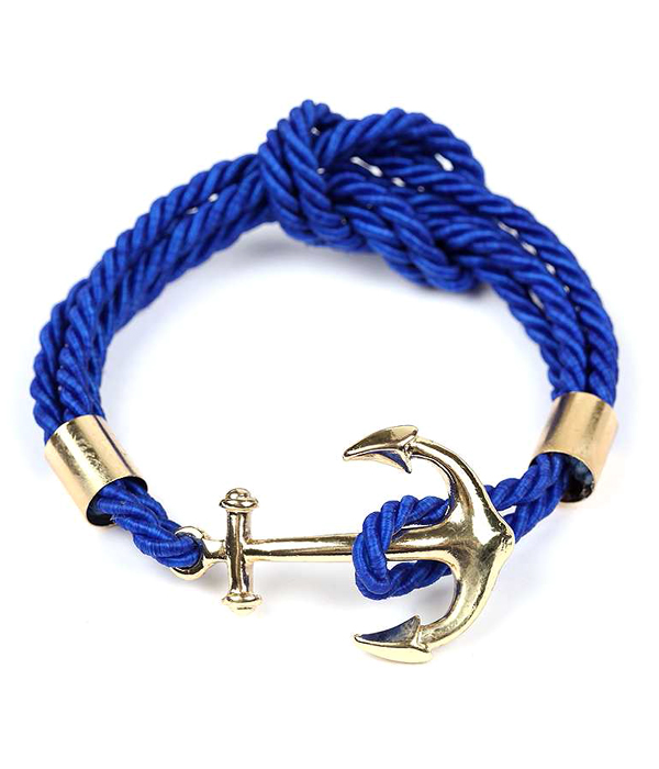 Metal anchor and knotted rope bracelet