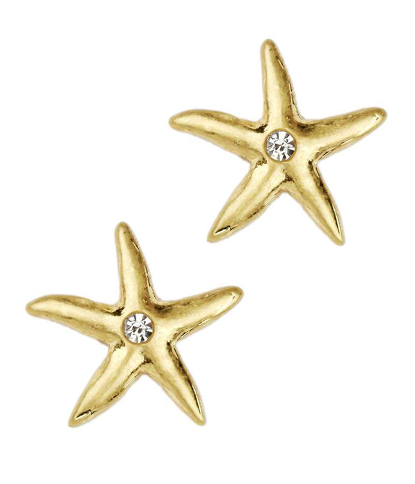 Crystal center starfish stud earring