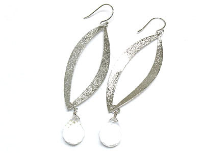 Sand paper metal with acrylic ball drop earring