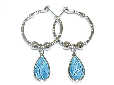 Snake skin pattern drop hoop earring - hoops