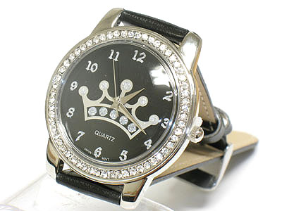 Designer style crown on face watch