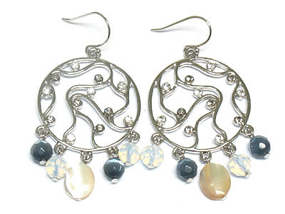 Crystal and shell drop earring