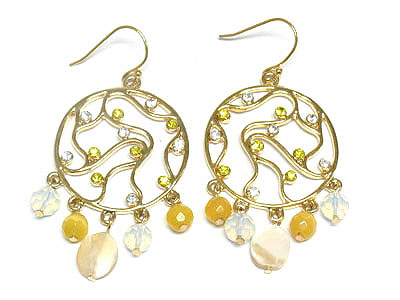 Crystal and shell drop earring