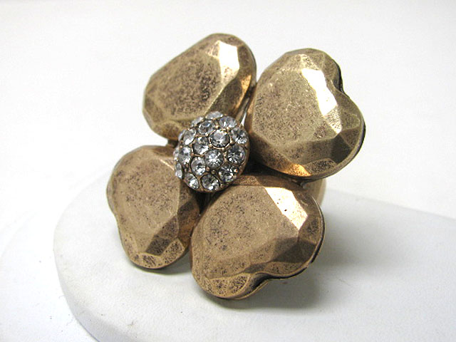 Crystal stud metal flower stretch ring