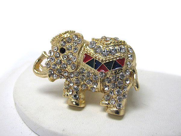 Crystal stud elephant stretch ring