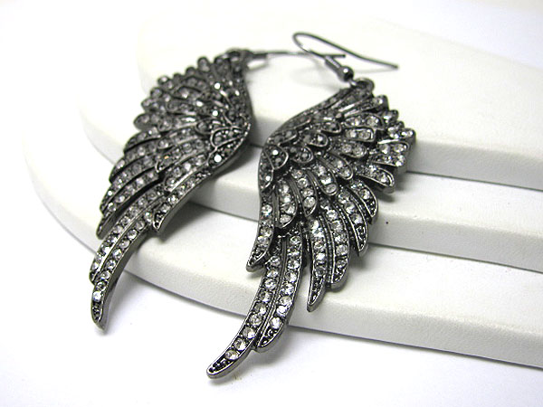 Crystal stud angel wing earring