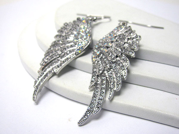 Crystal stud angel wing earring