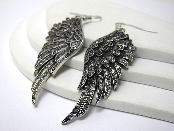 Crystal stud angel wing earring